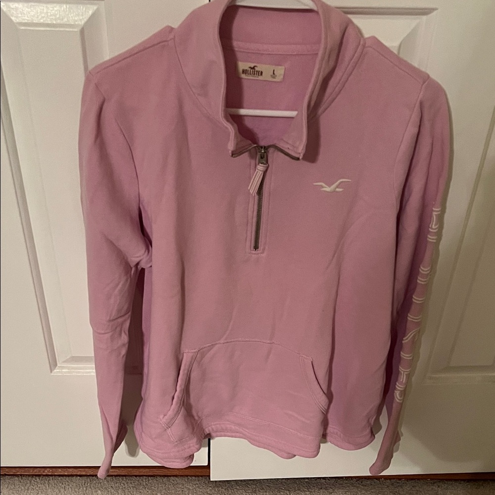 Hollister Women's Light Pink Quarter-Zip Sweater